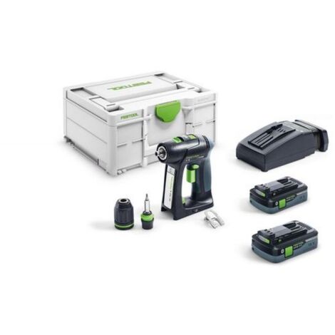 Festool – Perceuse-visseuse sans fil 18V avec 2 batteries 4.0Ah – Moteur EC-TEC sans charbon – Couple réglable pour vissage précis – Systainer SYS3