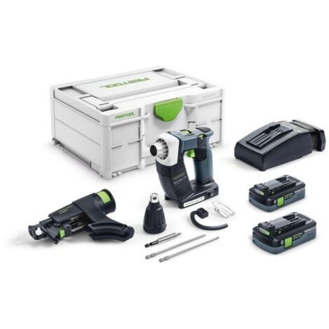 Festool – Visseuse à plaque de plâtre sans fil 18V avec 2 batteries 4,0Ah – Moteur EC-TEC sans charbons – Vissage rapide en série – 576498