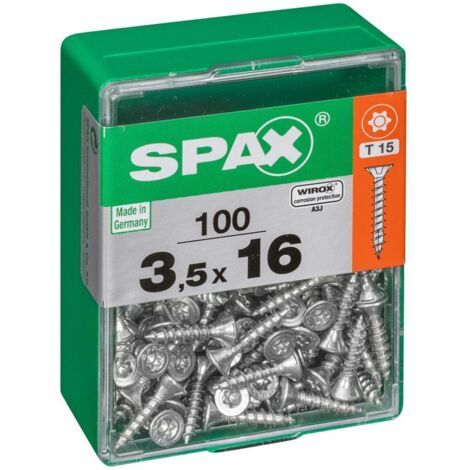 Spax Vis universelle, 3,5 x 16 mm, 100 unités, Filetage total, Tête fraisée, T-STAR plus T20, 4CUT, WIROX - 4191010350162 (1/5)