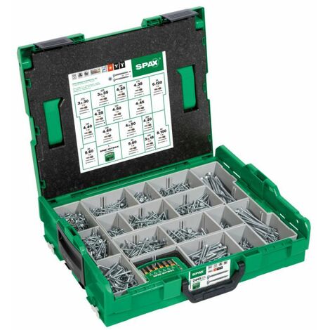 Spax – Assortiment de vis combinées 2445 pièces – Tête fraisée – Revêtement WIROX anticorrosion – Compatible avec L-BOXX - V896723