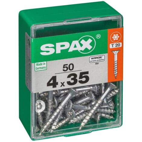 Spax Vis universelle, 4 x 35 mm, 50 unités, Filetage partiel, Tête fraisée, T-STAR plus T20, 4CUT, WIROX - 4191010400352 (1/5)