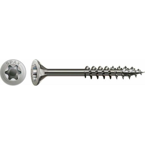 Spax Vis acier inoxydable, 4,5 x 45 mm, 200 unités, Filetage partiel, Tête fraisée, T-STAR plus T20, 4CUT, Acier inoxydable inoxydable A2 - 0197000450453