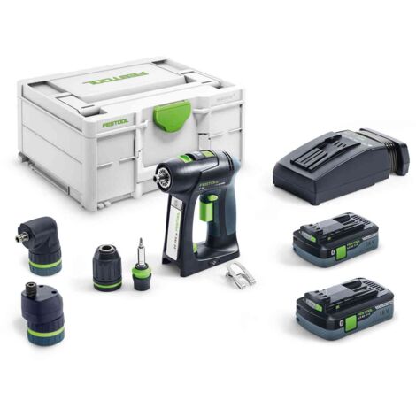 Festool – Perceuse-visseuse sans fil 18V avec 2 batteries 4.0Ah – Moteur EC-TEC sans charbons – Couple 27Nm pour bois et métal – 577617