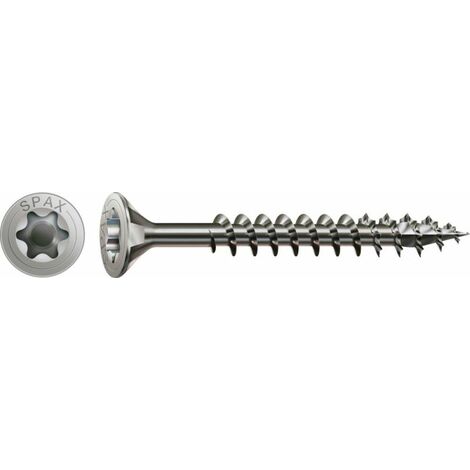 Spax – Vis à bois inox A2 5x80 mm – Tête fraisée T-STAR plus – Boîte de 100 pièces – Applications extérieures pour bois dur