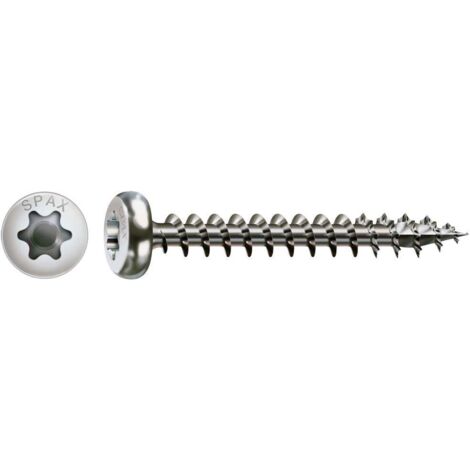 SPAX Vis en acier inoxydable, 4 x 30 mm, 200 pièces, filetage complet, tête demi-ronde, T-STAR plus T20, 4CUT - 0207000400303 (1/10)