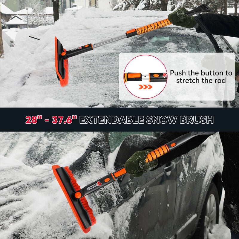 3 in 1 Andeman Schneebürste Rakel Eiskratzer Schneebeseitigungswerkzeug für  frostigen Schnee mit Griff für Auto LKW SUV Auto Hasaki