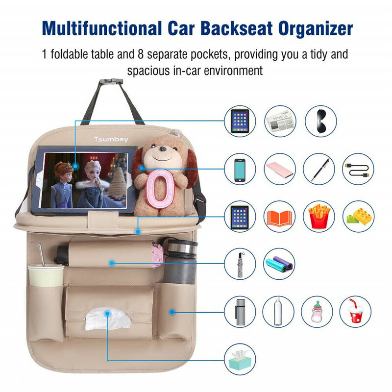 Auto Organizer Rückenlehnenschutz mit 8 Taschen Kunstleder