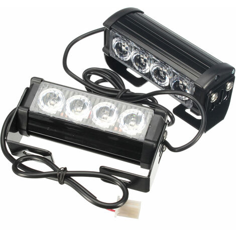 2x 7-Blinkmodus 12V 4 LED Strobe Blitz Grilllicht Warnung Gefahr Notlampe PKW  LKW (Rouge, 2