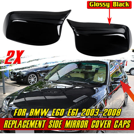 Style Gloss Black Seitenspiegelkappen für BMW E60 E61 2003–2008 Hasaki