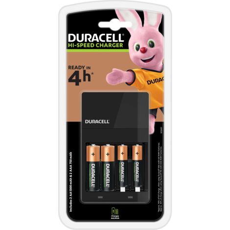 Chargeur universel Duracell CEF14 Noir avec 2 piles AA et 2 piles AAA