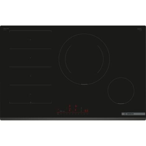 Bosch – Table de cuisson induction 80cm 4 feux 7400W noir – Technologie CookConnect – FlexMotion – PXE831HC1E (1/5)
