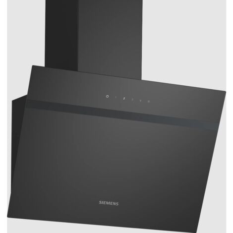 Siemens – LC65KDK60 – Hotte décorative murale inclinée en verre noir – Évacuation ou recyclage – Moteur à condensateur – Classe A – 550 m3/h