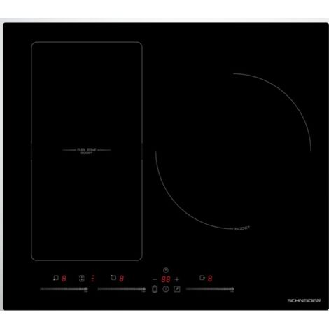 SCTI6031N5/1-SCHNEIDER Plaque à induction noire 3 foyers dont 1 flexible, fonction plancha 7400W 60cm