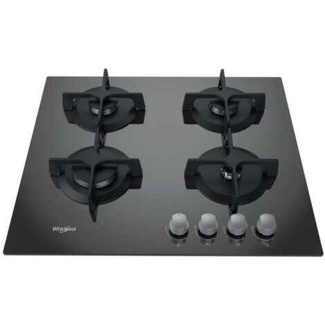 Whirlpool – Plaque gaz 4 foyers 60 cm – Hotte intégrée – Puissance 7300 W – Commande rotative en haut devant (1/5)