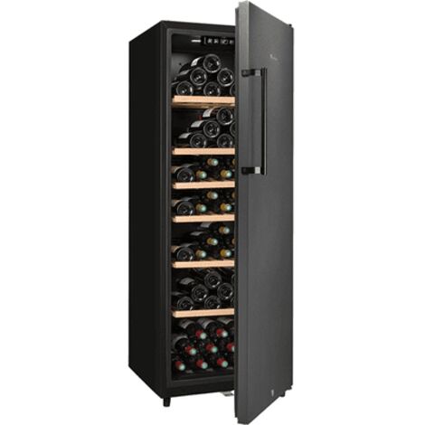 Cave à vin de vieillissement 147 bouteilles – Température stable – Hygrométrie contrôlée 50-80% – Système anti-vibrations – Porte pleine noire – La Sommeliere (1/5)