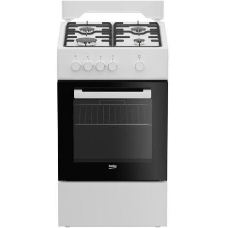 Beko – Cuisinière gaz 4 foyers FSG522DWC – Four gaz 55L – Largeur 500mm – Acier émaillé – Commande rotative (1/5)