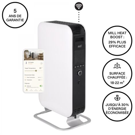 Chauffage bain d'huile connecté 1500W – Surface chauffée 18-22 m² – Fonctionnement silencieux – Technologie Mill Heat Boost (1/10)