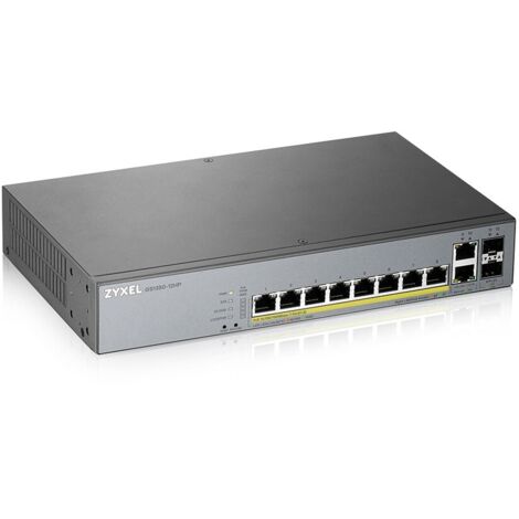 ZyXEL GS1350-12HP Gigabit Smart Switch, 10x RJ-45, 2x SFP, PoLRE/PoE+ (1/5)