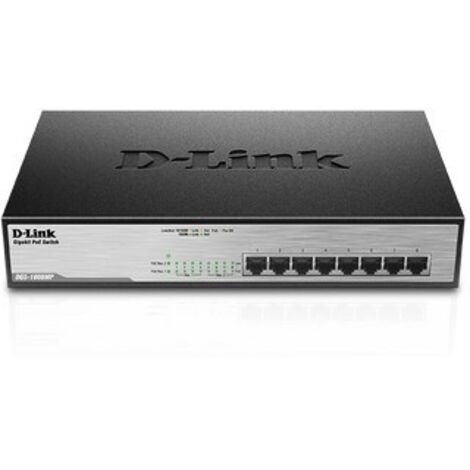 D-Link DGS-1008MP commutateur réseau Non-géré Gigabit Ethernet (10/100/1000) Connexion ... (1/4)