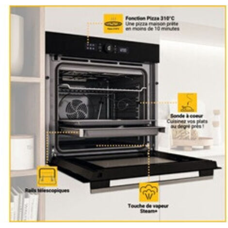 Whirlpool – Four encastrable chaleur tournante 73L – Nettoyage pyrolyse – Classe A+ – 15 programmes – Dimensions H59,7 x L59,5 x P56,4 cm – Inox antitraces - WO54S8PPM1SXAF (1/5)
