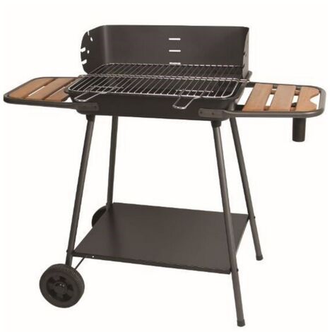 Barbecue à charbon 54.5x38.5cm en fonte avec 2 tablettes – Surface de cuisson idéale pour grillades – 335537 – Somagic
