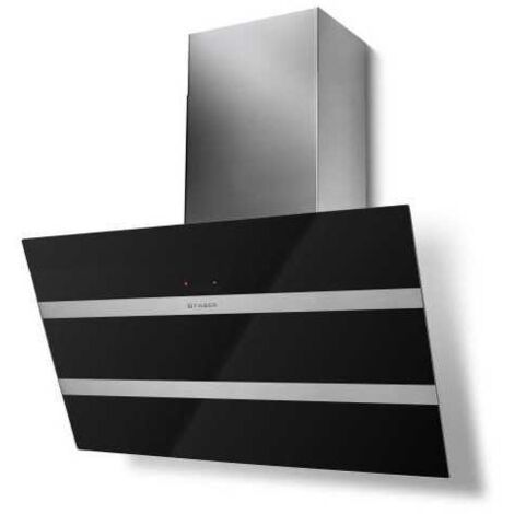 Faber – Hotte décorative inclinée 800mm inox et verre noir – 3 vitesses – Moteur EVO 730m³/h – Classe B – 5513357 (1/4)