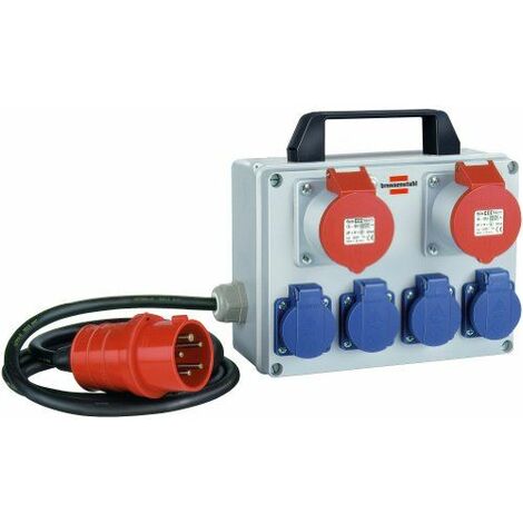 Brennenstuhl – Distributeur de courant BKV 2/4 T 1153650 – 2 prises CEE 400V/16A, 4 prises 230V/16A – Longueur câble 2m – Indice IP44 pour extérieur