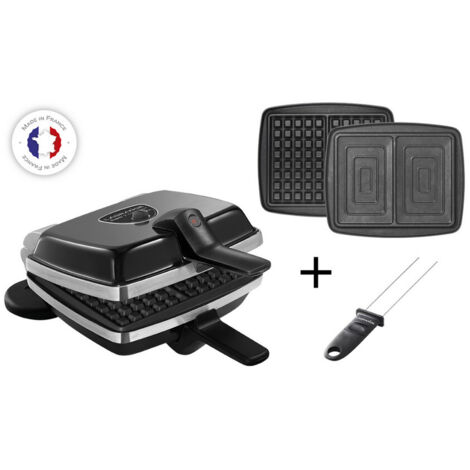 Gaufrier réversible 1000W – 2 plaques à gaufres et croque-monsieur – Dimensions 35x24.5cm – 39426 – Lagrange