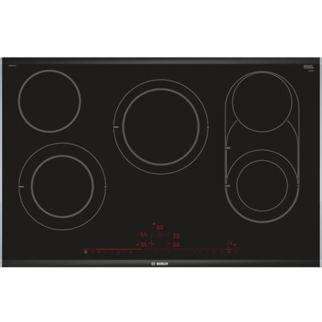 Bosch – Plaque vitrocéramique 80cm – 4 foyers – Zone de cuisson CombiZone – Acier inoxydable – Fonction PowerBoost – Minuterie avec arrêt