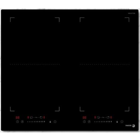 Fagor – Plaque induction 60cm 4 foyers 7200W vitrocéramique – Commande tactile slider – Détection casseroles – FAI3546 (1/5)