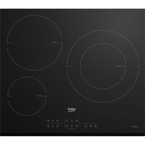 Beko – Table de cuisson induction 3 foyers 7200W – Dimensions 58x51cm – Design vitrocéramique noir – Minuteur intégré et sécurité - HII63200MTB (1/7)