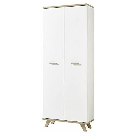 Germania Filing Cabinet GW Oslo Armoire de classement 4054, Bois Dense, White/Sanremo-Oak repro, 75 x 193 x 37 cm