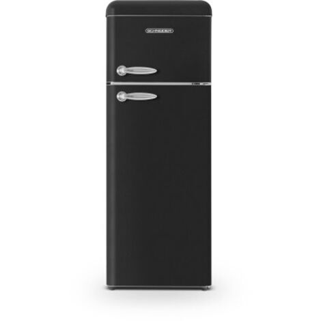 Schneider – SCDD208VB – Réfrigérateur vintage 2 portes 211L – Hauteur 150cm – Congélateur 4 étoiles – Froid statique – Noir - SCDD208VB-SCHNEIDER