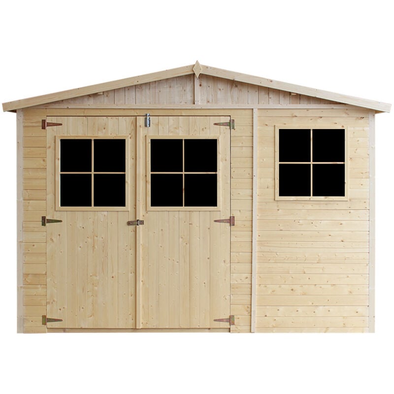 Abri-bûches 2 m² en bois brut 20 mm avec abri fermé : 3,29 x 1,22 m -  Habrita