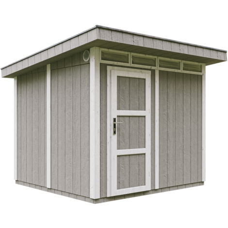 Abri de Jardin Qualité Premium 6m² - L294xL279cm - Kit tout compris avec sol, tuiles bitumineuses, set de peinture-LP Smartside Timbela M903 TUNDRA GREY (1/5)