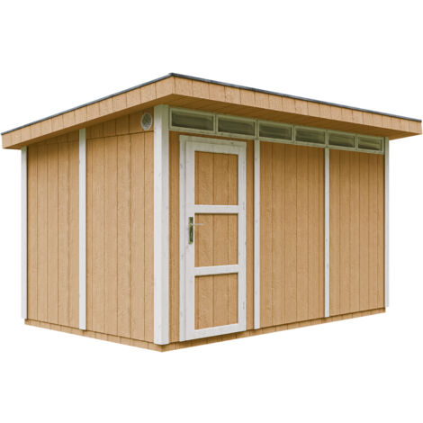 Abri de Jardin Qualité Premium 9m² - L412xL279cm - Kit tout compris avec sol, tuiles bitumineuses, set de peinture-LP Smartside Timbela M904 HARVEST HONEY (1/5)