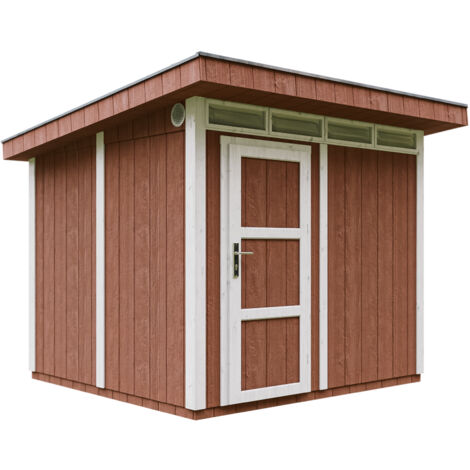 Abri de Jardin Qualité Premium 6m² - L294xL279cm - Kit tout compris avec sol, tuiles bitumineuses, set de peinture-LP Smartside Timbela M903 REDWOOD RED (1/5)