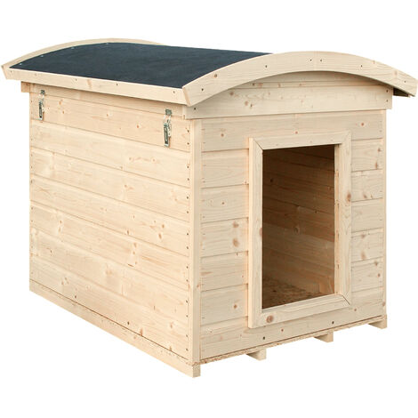 Timbela – Niche pour chien en bois – Toit étanche 15mm avec revêtement bitumineux – Dimensions 87 x 102 x H84 cm – Taille S – M4051