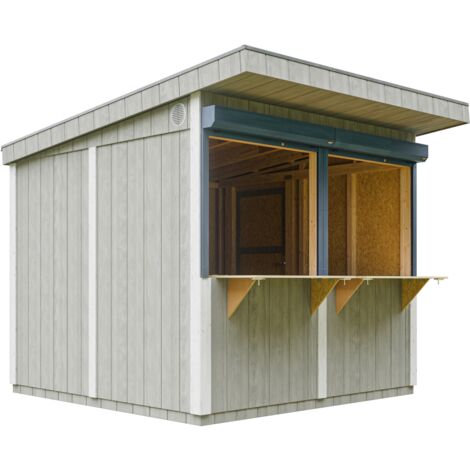 Grand stand marché avec comptoir 5,9 m2 - H240x248x305 cm - Bar jardin, kiosque extérieur - LP Smartside Timbela M950-TUNDRA GREY