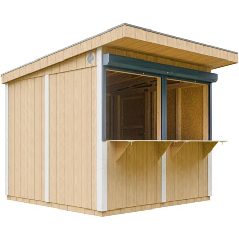 Timbela – Kiosque de jardin en bois 5,9 m2 – H240x305 cm – Panneaux LP SmartSide 10 mm – Cadre renforcé 30x60 mm – Portes verrouillables