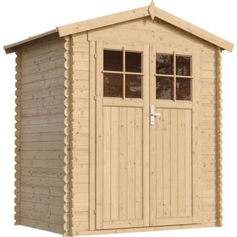 Abri de jardin en bois AVEC SOL TRAITÉ - Stockage extérieur I196xL136xH218 cm/ 1.98 m2 Petit abri à outils, Local à vélos - TIMBELA M367F+M367G (1/5)
