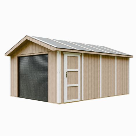 Garage QUALITÉ PREMIUM 17 m² - L378xl530 cm- garage pour auto, moto, vélos, machines de jardinage - LP Smartside, Abri de jardin Timbela M991B-TERRA BROWN