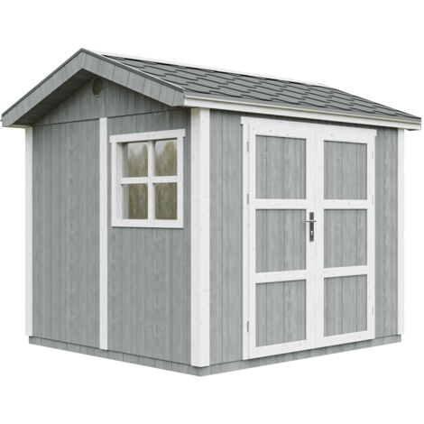 Abri de Jardin Qualité Premium 5,9 m² - H252x250x294 cm - Construction de Panneaux LP Smartside - Avec un sol et des bardeaux bitumineuxs - Timbela M913A-CAVERN STEEL (1/5)