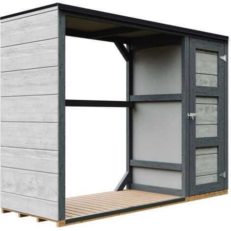 Abri à bûches extérieur - 75 x 217 x H159 cm - Abri à outils et bûches - 1,09 m² + 0.53 m² - TIMBELA M981 - TUNDRA CAVERN