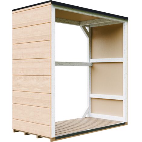 Abri à bûches extérieur 1,14 m² - 75 x 153 x H159 cm - TIMBELA M980-1-HARVEST HONEY (1/5)
