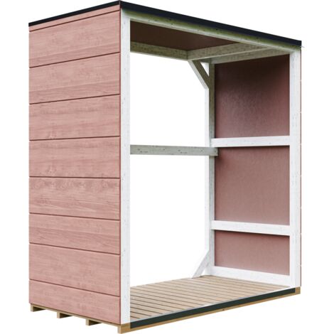 Abri à bûches extérieur 1,14 m² - 75 x 153 x H159 cm - TIMBELA M980-1-REDWOOD RED (1/5)