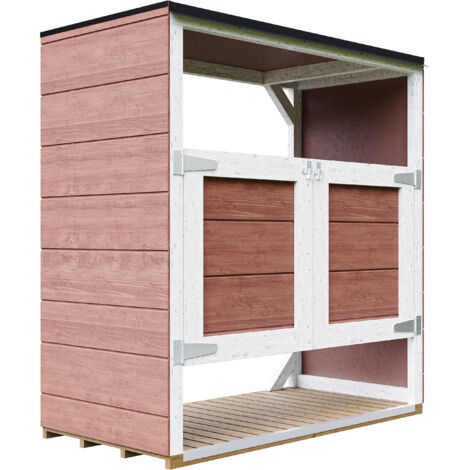 Abri de jardin pour poubelles, Cache poubelle extérieur 2x240L – coffre de rangement exterieur, armoire de jardin, cabane de jardin exterieur – Timbela M980A-REDWOOD RED