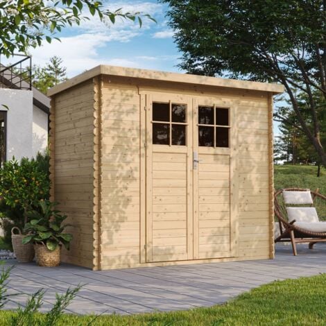 Abri de jardin en bois -porte verrouillable de haute qualité - Stockage extérieur l239xL144xH200cm/2.63 m2 - Petit abri à outils, Local à vélos - TIMBELA M310F