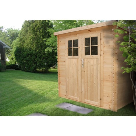 Abri de jardin en bois - porte verrouillable de haute qualité - Stockage extérieur l204xL204xH200 cm/3.53 m2 - Petit abri à outils, Local à vélos - TIMBELA M309F