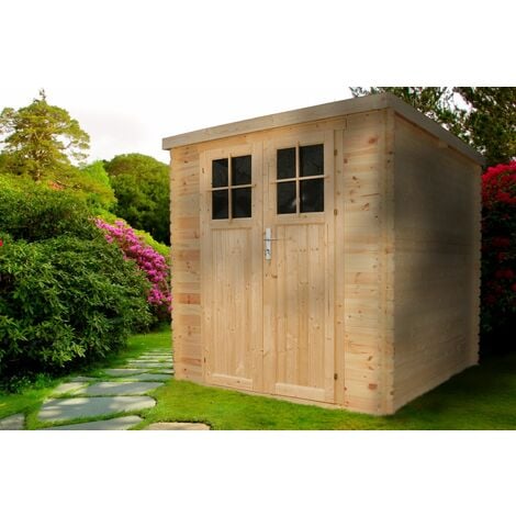Abri de jardin en bois 3,53 m² - porte verrouillable de haute qualité - extérieur H200 x 204 x 204 cm - TIMBELA M309F